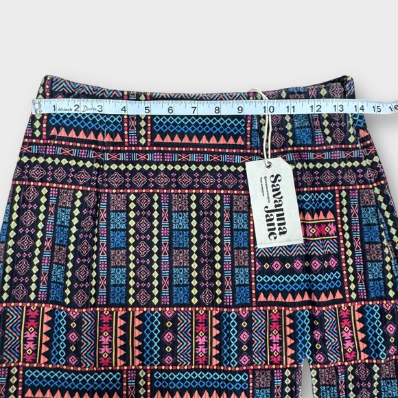 Savanna Jane NWT Colorful Geometric Print Mini Skirt Side Slit Size Small‎ - Picture 5 of 7
